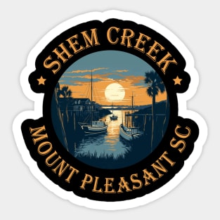 Shem Creek Sunset Mount Pleasant SC Gold Version Sticker
